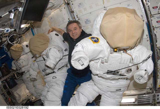 NASA image: Expedition 21 Flight Engineer Thirsk poses for a photo in the Columbus Module
