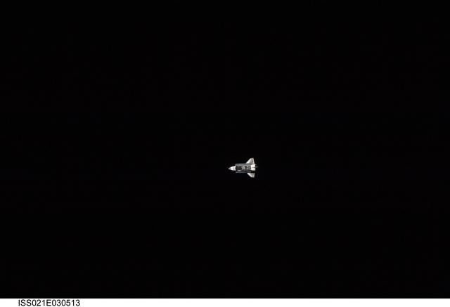NASA image: View of the Shuttle Atlantis approaching the ISS
