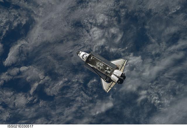 NASA image: View of the Shuttle Atlantis approaching the ISS