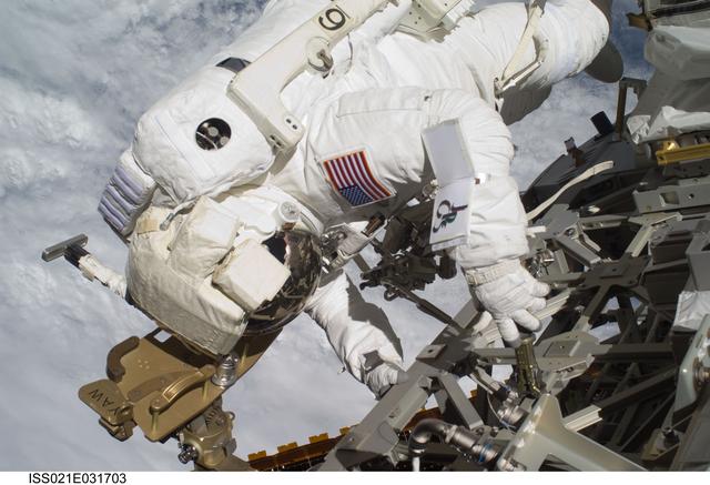 NASA image: View of STS-129 MS4 Satcher during EVA3