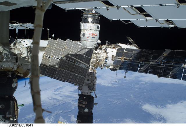 NASA image: Exterior view of the ISS taken during EVA3