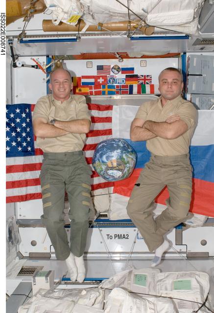 NASA image: Williams and Suraev in the Node 2 during Expedition 22