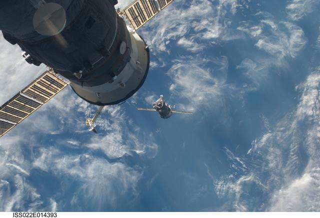 NASA image: Soyuz TMA-17 Spacecraft approaching the ISS during Expedition 22