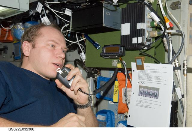NASA image: Kotov conducts ham radio session in the SM during Expedition 22