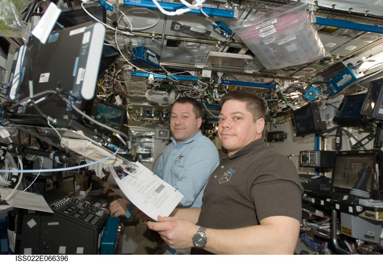 Patrick and Beneken in the U.S. Laboratory during Joint Operations