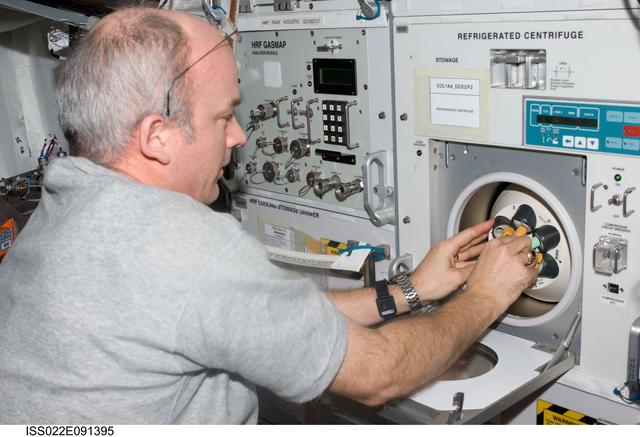 NASA image: Williams during blood draw in the JPM during Expedition 22