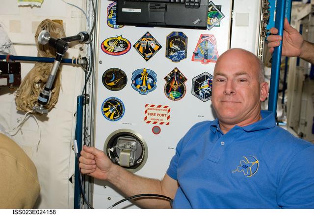 NASA image: Poindexter with Mission Patch in Node 1