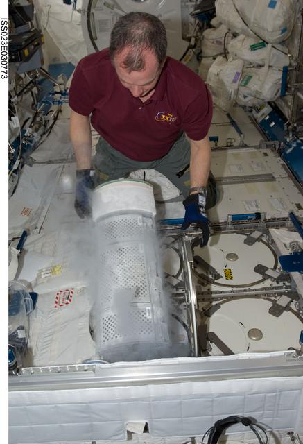 NASA image: Creamer stows urine samples in MELFI