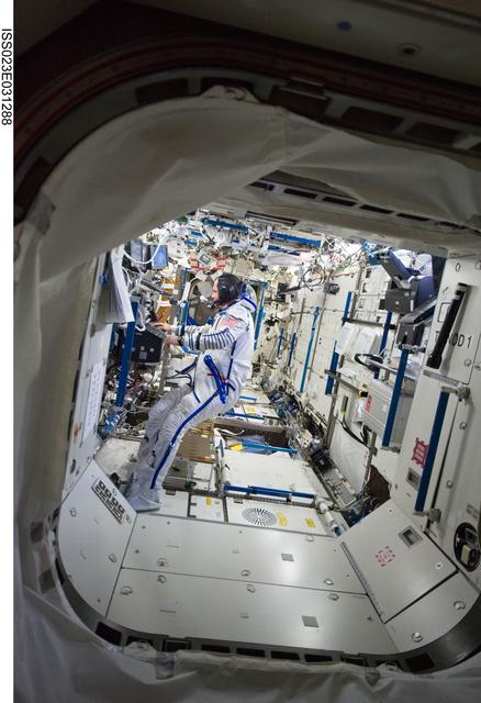 NASA image: Creamer prepares for Sokol Suit Leak Check