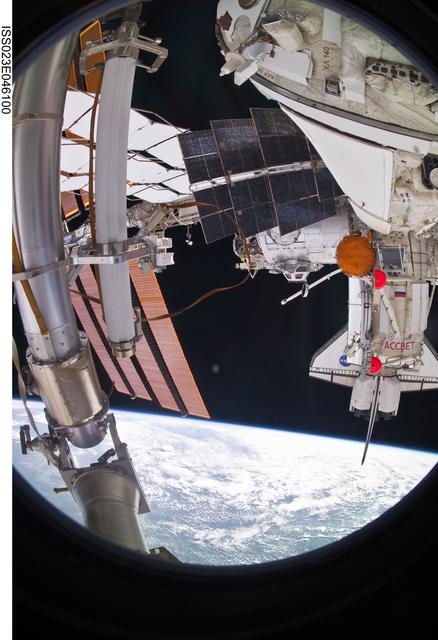 NASA image: View of FWD ISS and docked STS-132 Atlantis