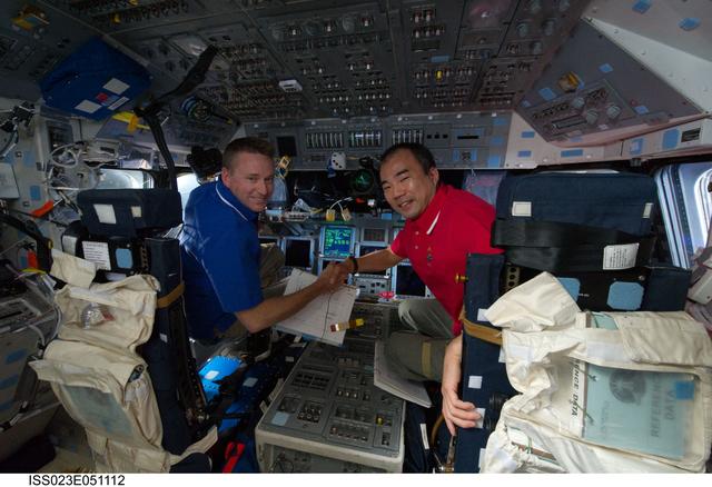 NASA image: Ham and Noguchi on Atlantis FD