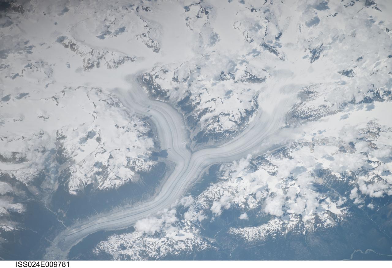 ISS024-E-009781 (28 July 2010) --- The Coastal Mountains in British Columbia, Canada are featured in this image photographed by an Expedition 24 crew member on the International Space Station.