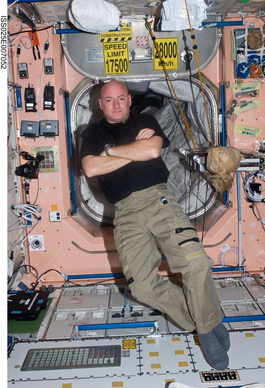 ISS025-E-007052 (12 Oct. 2010) --- NASA astronaut Scott Kelly, Expedition 25 flight engineer, is pictured inside the Unity node onboard the International Space Station some three days after his arrival and that of two crewmates to bring the total population on the orbital outpost to six.
