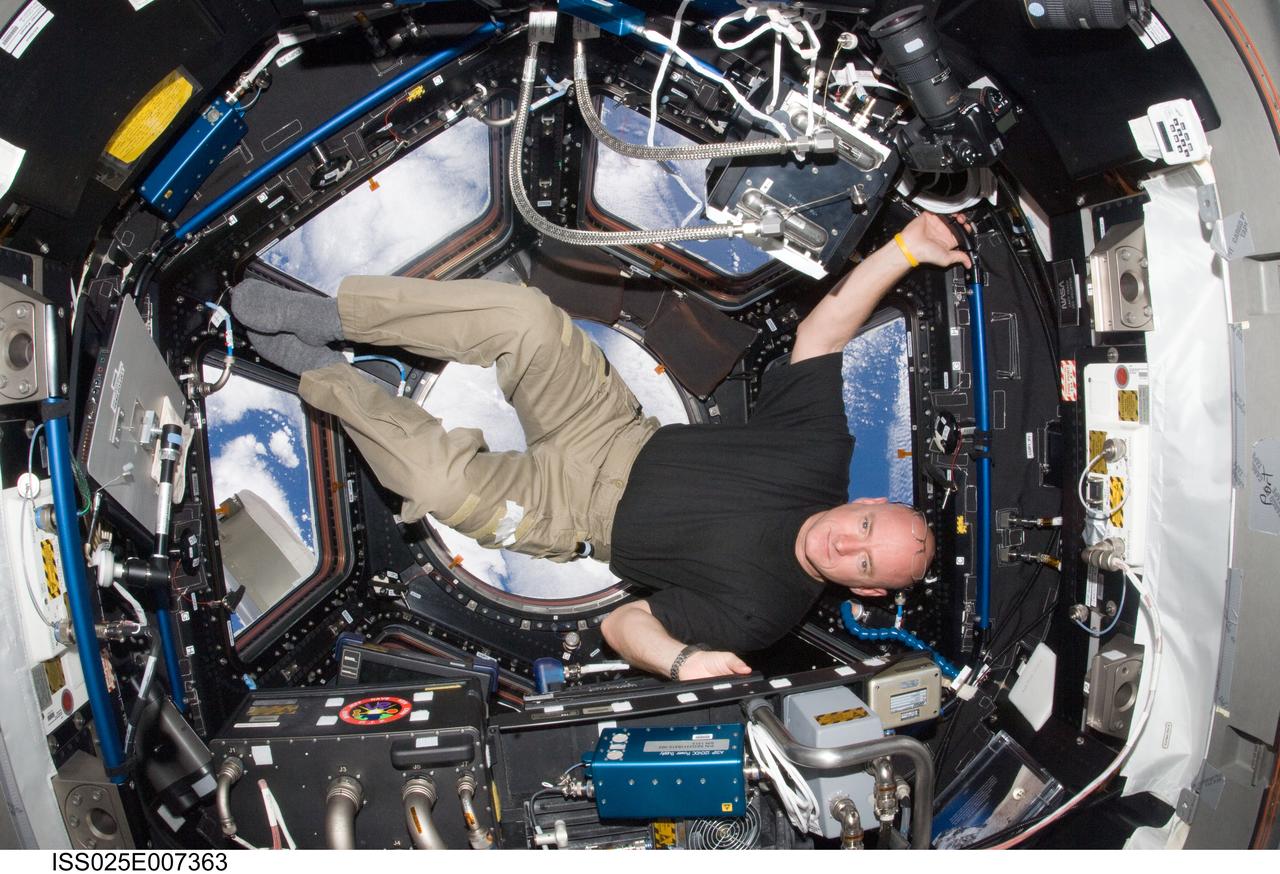 ISS025-E-007363 (14 Oct. 2010) --- NASA astronaut Scott Kelly, Expedition 25 flight engineer, is pictured in the Cupola of the International Space Station.