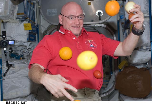 NASA image: Kelly in Node 1 with fruit