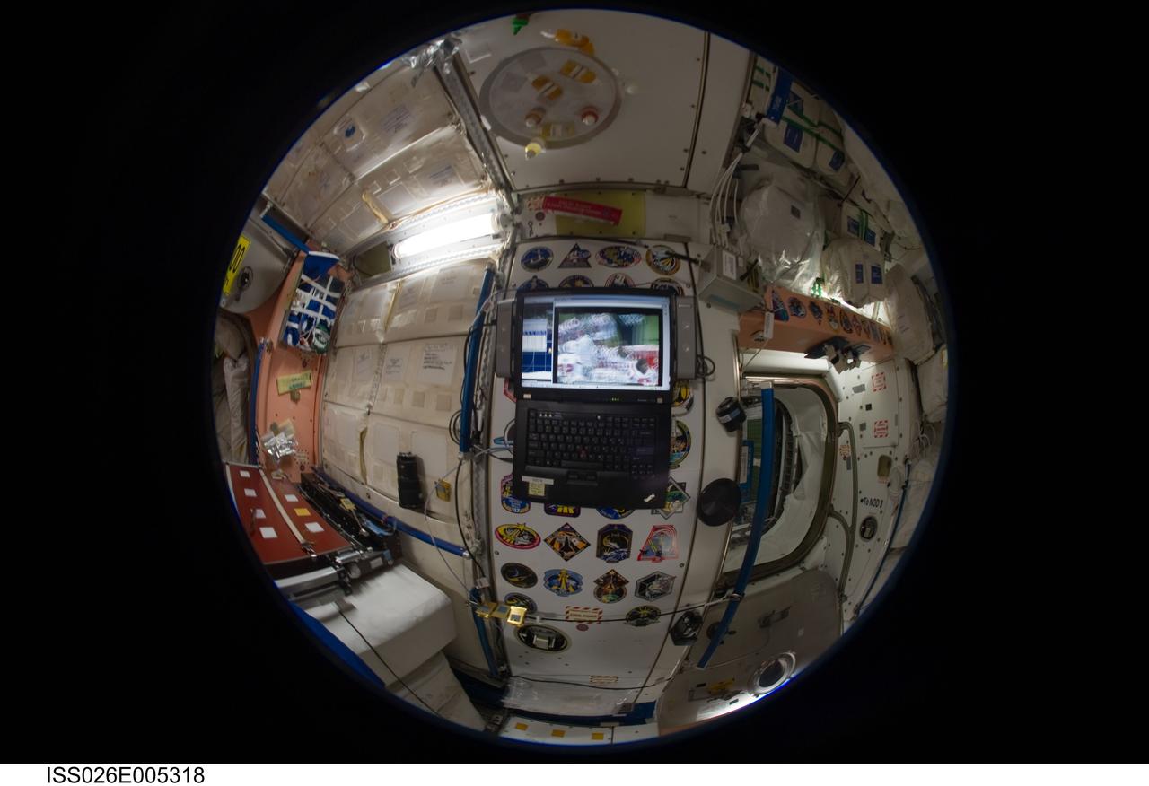 ISS026-E-005318 (26 Nov. 2010) --- A fish-eye lens attached to an electronic still camera was used by an Expedition 26 crew member to capture this image of the Unity node of the International Space Station.