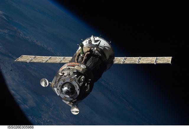 NASA image: Soyuz TMA-19 Spacecraft departing the ISS