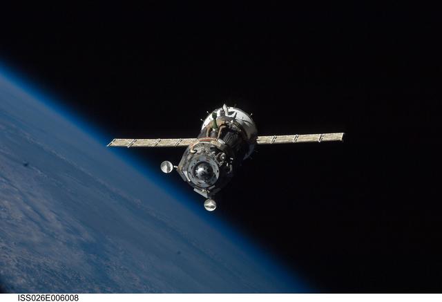 NASA image: Soyuz TMA-19 Spacecraft departing the ISS