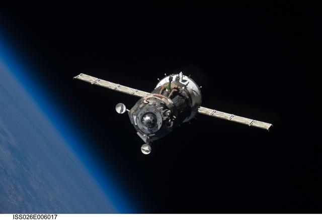 NASA image: Soyuz TMA-19 Spacecraft departing the ISS