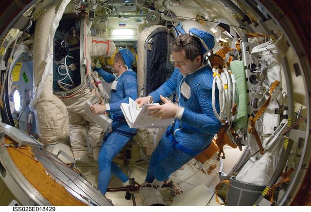 NASA image: Kondratyev and Skripochka in the Pirs DC1