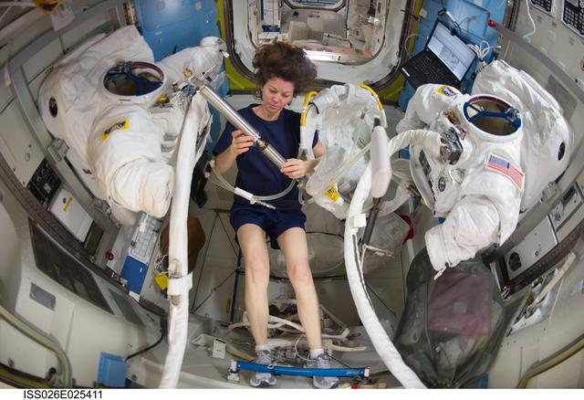 NASA image: Coleman works with EMU in the A/L