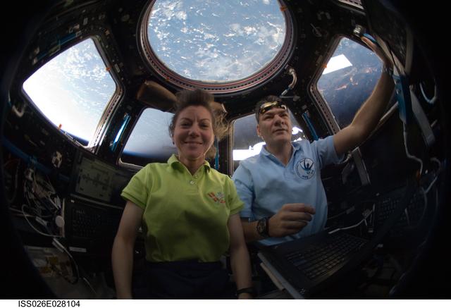 NASA image: Nespoli and Coleman in the Cupola Module