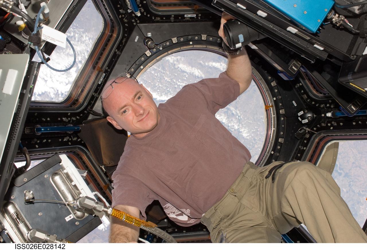 ISS026-E-028142 (5 Feb. 2011) --- NASA astronaut Scott Kelly, Expedition 26 commander, is pictured in the Cupola of the International Space Station.