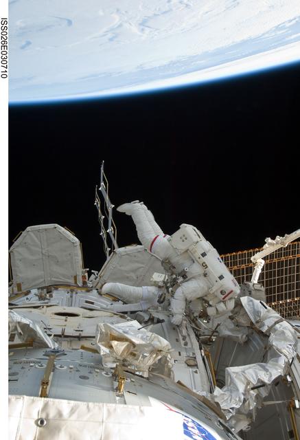 NASA image: Bowen and Drew durring EVA 1