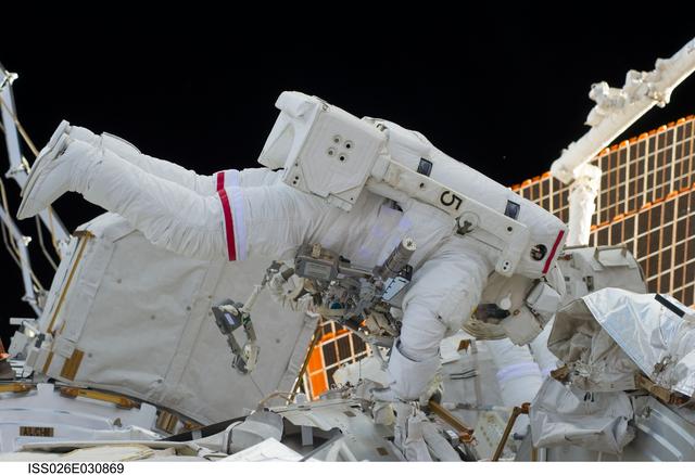NASA image: Bowen and Drew durring EVA 1