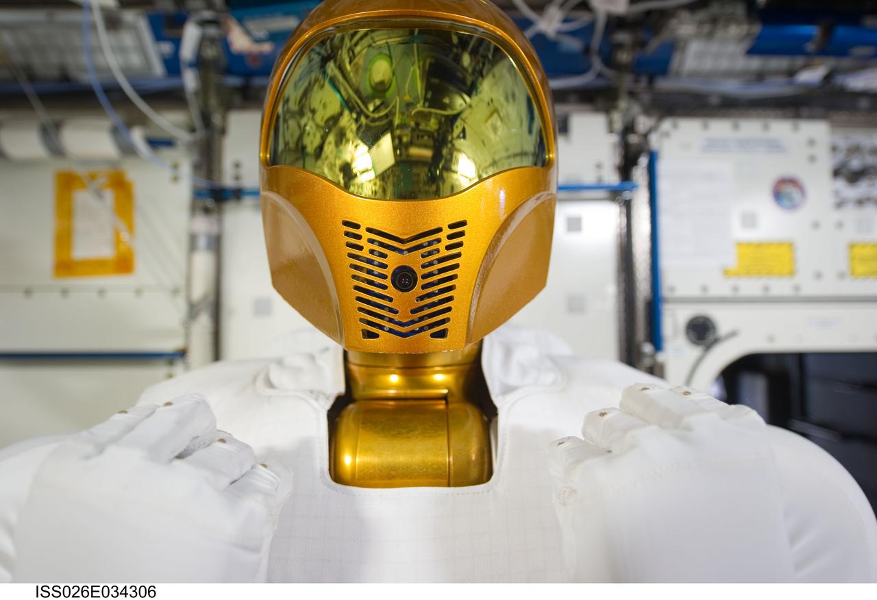 ISS026-E-034306 (15 March 2011) --- Robonaut 2, the dexterous humanoid astronaut helper, is pictured in the Destiny laboratory of the International Space Station.