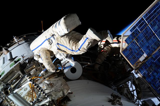 NASA image: Skripochka and Kondratyev during EVA
