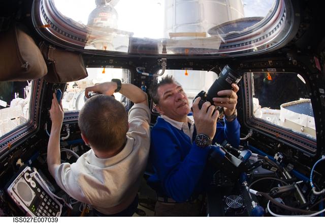 NASA image: Kondratyev and Nespoli Take Earth Views in the Cupola