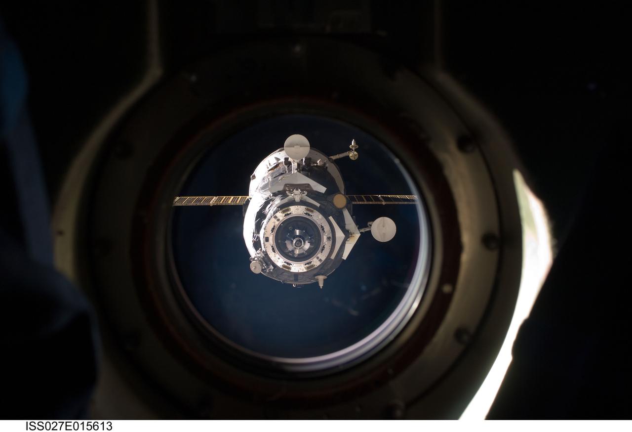 ISS027-E-015613 (22 April 2011) --- The unpiloted ISS Progress 41 supply vehicle departs from the International Space Station at 7:41 a.m. (EDT) on April 22, 2011. Filled with trash and discarded items, Progress 41 will remain in orbit a safe distance from the station for engineering tests before being commanded by flight controllers to descend to a destructive re-entry into Earth’s atmosphere over the Pacific Ocean. The departure of Progress 41 clears the way for the next unpiloted supply ship, ISS Progress 42, which is set to launch April 27 from the Baikonur Cosmodrome in Kazakhstan, delivering three tons of food, fuel and supplies for the Expedition 27 crew.