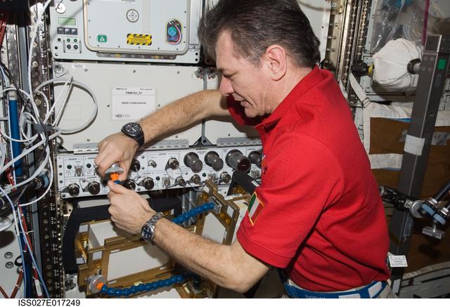 NASA image: Nespoli installs ALTEA-SHIELD Hardware in the US Laboratory