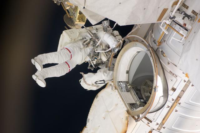 NASA image: Chamitoff during EVA 1