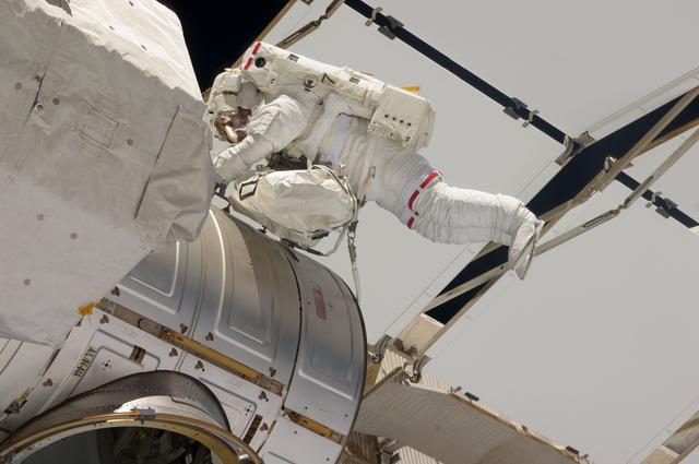 NASA image: Chamitoff during EVA 1