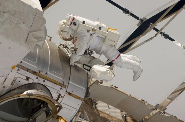 NASA image: Chamitoff during EVA 1