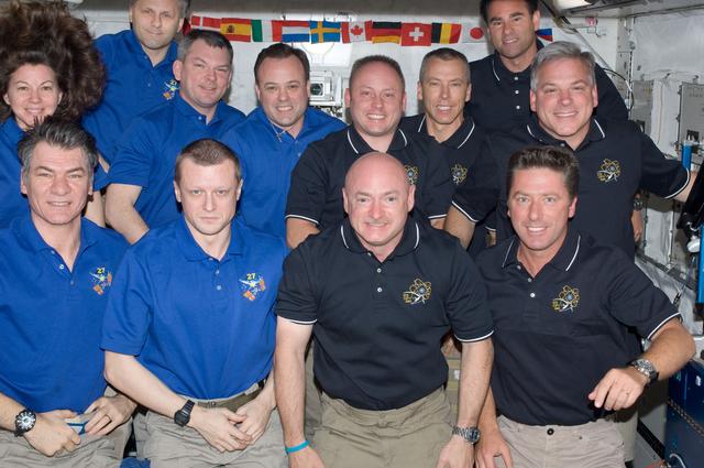 NASA image: Expedition 27 and STS-134 Crewmembers Inflight Portrait