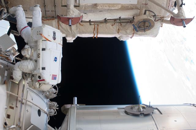 NASA image: View of STS-134 MS Feustel working during EVA-3