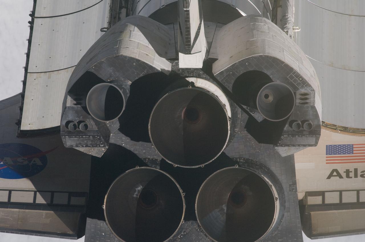 ISS028-E-015517 (10 July 2011) --- This is one of a series of images showing various parts of the space shuttle Atlantis in Earth orbit as photographed by one of three crew members -- half the station crew -- who were equipped with still cameras for this purpose on the International Space Station as the shuttle “posed” for photos and visual surveys and performed a back-flip for the rendezvous pitch maneuver (RPM). Seen at the rear of the cargo bay is the Raffaello multi-purpose logistics module, packed with supplies and spare parts for the orbiting outpost. A 400 millimeter lens was used to capture this particular series of images.