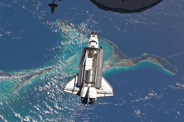 NASA image: View of the Shuttle Atlantis during approach to the ISS