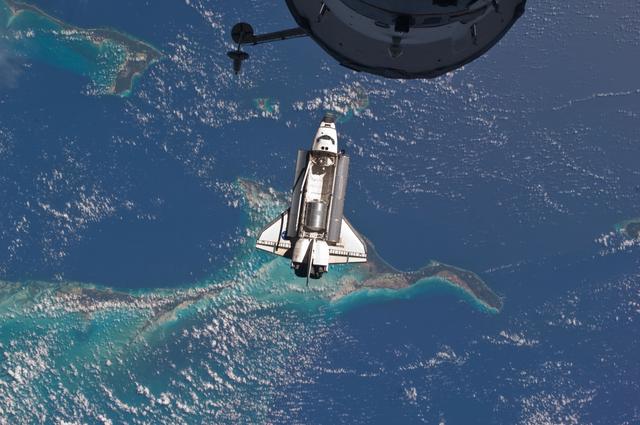 NASA image: View of the Shuttle Atlantis during approach to the ISS