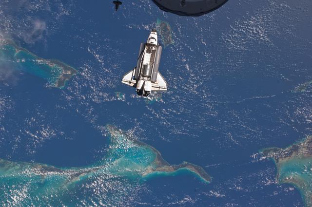 NASA image: View of the Shuttle Atlantis during approach to the ISS