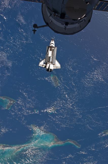 NASA image: View of the Shuttle Atlantis during approach to the ISS