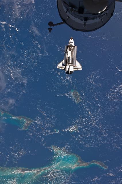 NASA image: View of the Shuttle Atlantis during approach to the ISS
