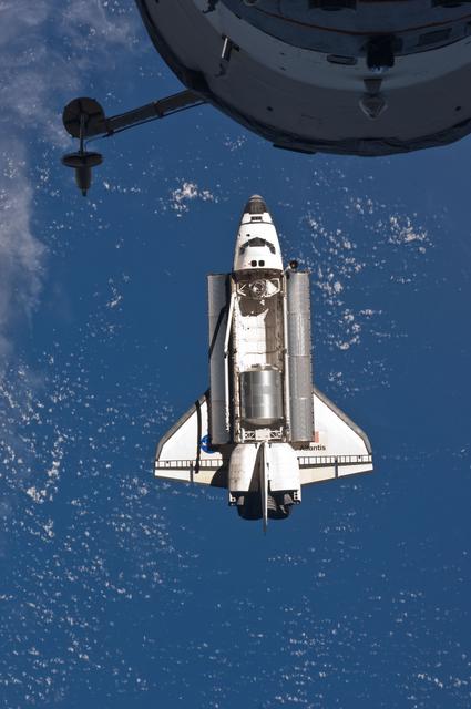 NASA image: View of the Shuttle Atlantis during approach to the ISS