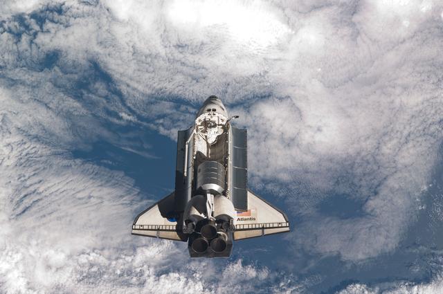 NASA image: View of the Shuttle Atlantis during approach to the ISS