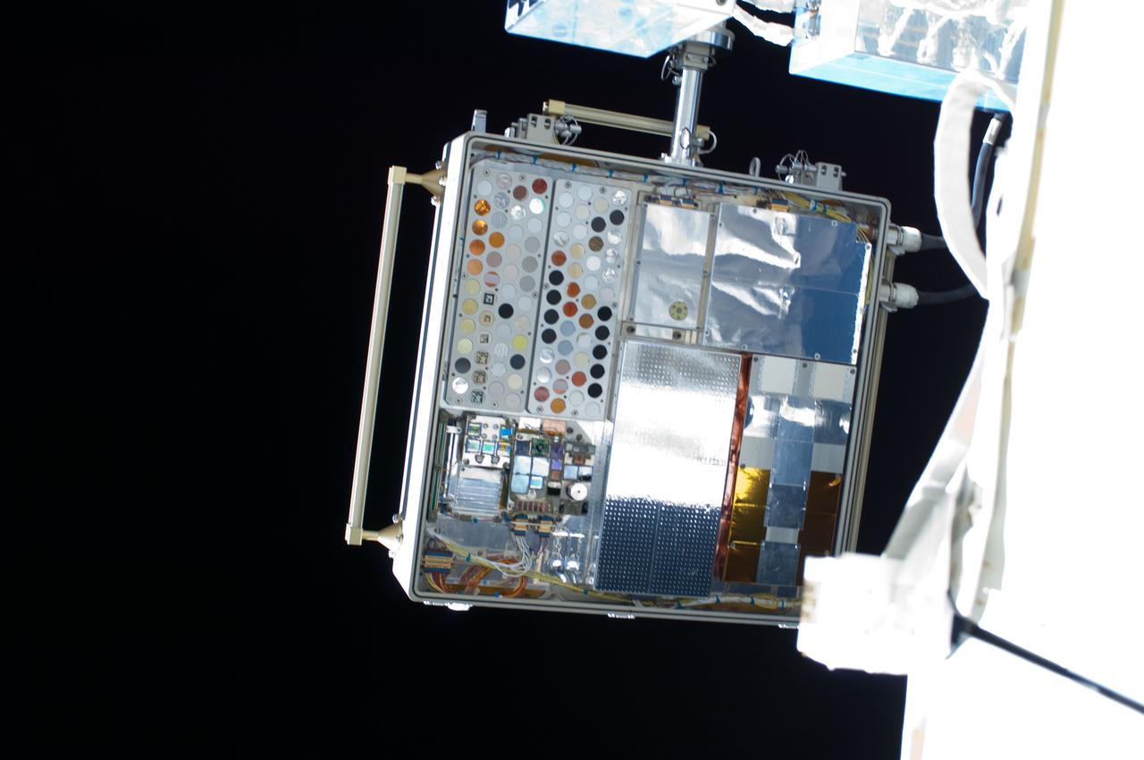 iss028e016106 (7/12/2011) --- View of a Materials on International Space Station Experiment - 8 (MISSE-8) installed on the starboard truss. The Materials on International Space Station Experiment - 8 (MISSE-8) tests various materials and computing elements on the exterior of the space station. The payload container is mounted so one side faces the Earth and the other faces space.