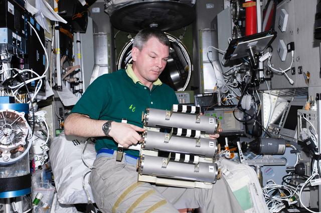NASA image: Expedition 28 FE Samokutyaev works with Biorisk-MSN