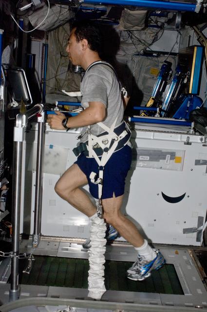 NASA image: FE Furukawa exercising on the T2 Treadmill